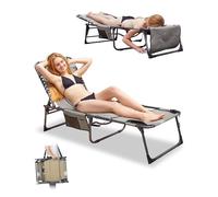KingCamp Bain de Soleil Pliants avec Trou de Visage pour Lecture, 5 Positions Réglable, Chaise Longue inclinable Pliable, Lit de Camping Pliant, Transat de Relaxation pour Plage Jardin Camping Voyage