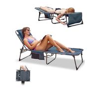KingCamp Bain de Soleil Pliants avec Trou de Visage pour Lecture, 5 Positions Réglable, Chaise Longue inclinable Pliable, Lit de Camping Pliant, Transat de Relaxation pour Plage Jardin Camping Voyage