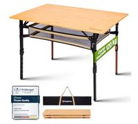 KingCamp Bambou Table Camping Pliante Exterieur Réglable 42-70cm 120kg | Table Pliante Portable Stable Compacte Cadre Alu Robuste Pour le jardin, le balcon, le pique-nique 100x65cm avec Filet Pliant