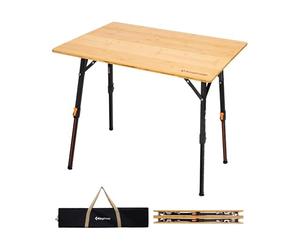 KingCamp Bambou Table Camping Pliante Exterieur Réglable 42-70cm 80kg | Table Pliante Portable Stable Compacte Montage Rapide Cadre Alu Robuste, Pour le jardin, le balcon, le pique-nique 80x60cm