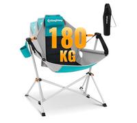KingCamp Chaise de Camping à Bascule Pliable avec Dossier Réglable Cyan | Jusqu'à 180 kg, Dossier Inclinable 90-130°, Cadre en Aluminium, Appui-Tête, Porte-Gobelet pour Camping, Jardin et Balcon