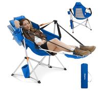 KingCamp Chaise de Camping Pliable avec Repose-Pieds - Chaise Suspendue avec Repose-Pieds - Dossier réglable en Aluminium - Chaise de Camping avec Coussin - Porte-gobelet - Chaise de Jardin pour