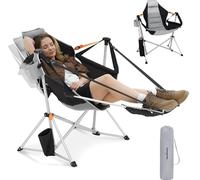KingCamp Chaise de Camping Pliante avec Repose-Pieds Amovible Chaise à Bascule Portable Fauteuil Camping Légère avec Porte-gobelet Chaise Pliable pour Randonné Pique-Nique Jardin Pêche Plage