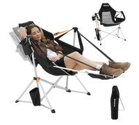 KingCamp Chaise de Camping Pliante Avec Repose-Pieds Amovible, Fauteuil à Bascule Portable Léger Avec Porte-Gobelet Pour Randonnée, Pique-Nique, Jardin, Pêche, Plage