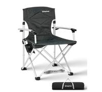 KingCamp Chaise de Camping Pliante Légère, en Alliage d'Aluminium et Tissu Oxford 1200D, Charge 136 kg, Chaise Pliable Camping Portable, Fauteuil de Jardin avec Accoudoirs Rigides et Porte-gobelet