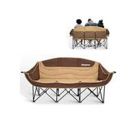 KingCamp Chaise de Camping Pliante pour 3 Personnes, Charge Max 450 kg, Fauteuil de Canapé Pliable 3 Places Confortable, XXXL Trois Chaise Canapé Rembourré pour Camping Plage Jardin, Kaki