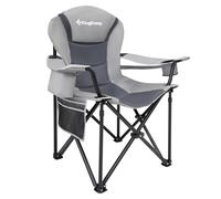 KingCamp Chaise de camping pliante surdimensionnée avec soutien lombaire, fauteuil rembourré ergonomique robuste avec sac isotherme, porte-gobelet, portable pour l'extérieur