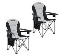 KingCamp Chaise de Camping Pliante XXL Ergonomique Rembourrée 250 kg | Support Lombaire Réglable, Compartiment Isotherme et Accoudoirs pour Camping, Jardin, Pêche et Festival