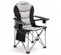 KingCamp Chaise de Camping Pliante XXL Ergonomique Rembourrée 250 kg | Support Lombaire Réglable, Compartiment Isotherme et Accoudoirs pour Camping, Jardin, Pêche et Festival