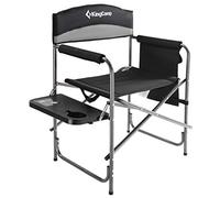 KingCamp Chaise de Camping Pliante XXL Robuste Siège Rembourré Charge 180kg Chaise Directeur avec Sac de Rangement Table d'Appoint Porte-Gobelet pour Randonnée Pique-Nique Pêche Plage Jardin