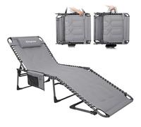 KingCamp Chaise longue pliante rembourrée surdimensionnée pour extérieur, terrasse, plage, pelouse, bain de soleil, bronzage, piscine, chaises inclinables réglables avec oreiller, gris