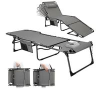 KingCamp Chaise longue pour plage extérieure avec trou pour le visage, bain de soleil, patio, piscine, pelouse, terrasse, réglable, portable et robuste, chaise longue de camping inclinable avec