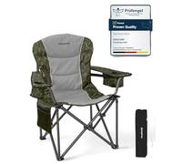 KingCamp Chaise Pliante Camping Robuste pour Adultes, Haut de 205 kg, Chaise de Camping Pliable avec Réglable Soutien Lombaire & Sac Isotherme & Accoudoirs, Dossier Haut Chaises pour Jardin, Vert