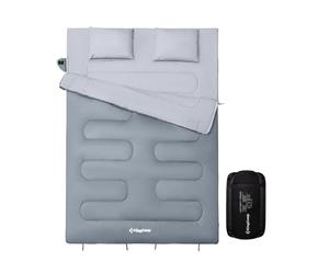 KingCamp Double Sac de Couchage avec 2 Oreillers, Sac de Couchage Rectangulaire Camping pour 2 Personnes Détachable Confortable pour Tentes Camion Randonnée Extérieur Intérieur Hiver, 220 * 150cm