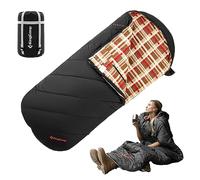 KingCamp for Adults, Cold Weather & Warm Extra Wide Big & Tall XL Portable Waterproof Flannel Sleeping Bags Temps Chaud et Froid, Grand, léger, Taille Unisexe, Noir 2,2 kg/220 x 99,1 cm, 86.6 x 39.4