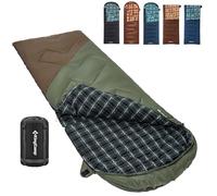 KingCamp for Adults, Cold Weather & Warm XL Big and Tall Flannel Sleeping Bags pour Le Camping, randonnée Unisexe, Fermeture éclair Gauche Beangreen/Brown 2,2 kg, 90.6 x 35.4