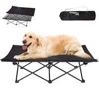 KingCamp Lit surélevé pour chien avec tapis de couchage lavable séparé, grand lit d'extérieur pour chien, lit pliable pour chien, cadre durable, maille respirante pour camping intérieur + sac de