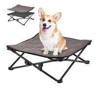 KingCamp Lit Surélevé pour Chien avec Tapis en Daim Amovible, Lit de Camp pour Chien Chat Pliable Portable, Lits pour Animaux de Compagnie Rafraîchissant Maille Respirante, Jardin Voyage 57x57x23cm