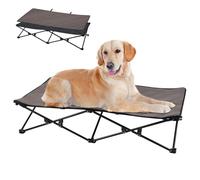 KingCamp Lit Surélevé pour Chien avec Tapis en Daim Amovible, Lit de Camp pour Chien Chat Pliable Portable, Lits pour Animaux de Compagnie Rafraîchissant Maille Respirante, Jardin Voyage 132x68x29cm