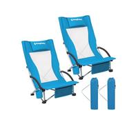KingCamp Lot de 2 Chaise de Plage Pliante avec Porte-Gobelet, Chaise de Camping Léger Portable Dossier en Maille Charge 136kg Fauteuil d'Extérieur Randonnée Pique-Nique Pêche Plage Jardin Festivals