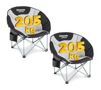 KingCamp Lot de 2 Chaises de Camping Rondes Pliantes Rembourrées 205 kg | Portable avec Sac Isotherme, Porte-Gobelet & Sac de Transport pour Camping, Jardin, Pêche Outdoor