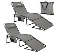 KingCamp Lot de 2 chaises longues pour plage extérieure avec trou pour le visage, bain de soleil, patio, piscine, pelouse, terrasse, réglable, portable et robuste, chaise de camping inclinable avec