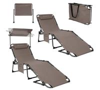 KingCamp Lot de 2 chaises longues pour plage extérieure avec trou pour le visage, patio, piscine, pelouse, terrasse, réglable, portable et robuste, chaise longue de camping inclinable avec oreiller et