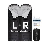KingCamp Lot de 2 sacs de couchage couverture, pour le camping, l'extérieur, 3 à 4 saisons, pour adultes et enfants, ultra léger, chaud, lavable pour les voyages et l'aventure, noir