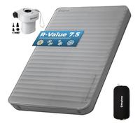 KingCamp Matelas de camping autogonflant 3D de luxe avec pompe intégrée, très épais pour grand lit (200,7 x 128 x 7,6 cm, gris-double, 7,4 R