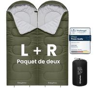 KingCamp Sac de Couchage 3 Saisons - Sac de Couchage léger et imperméable pour Adultes - pour Camping - avec Sac de Compression (Olive, L + R)