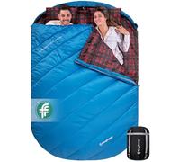 KingCamp Sac de Couchage Double en Flanelle avec Oreiller pour 2 Personnes et Adultes, en Coton Chaud, Bleu