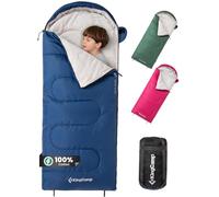 KingCamp Sac de Couchage Enfant en Coton - Léger et Imperméable, pour Camping (Intérieur/Extérieur) - 10-12 Ans (100-140 cm) - Bleu