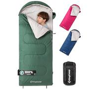 KingCamp Sac de Couchage Enfant en Coton - Léger et Imperméable, pour Camping (Intérieur/Extérieur) - 10-12 Ans (100-140 cm) - Vert