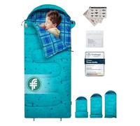 Kingcamp Sac de Couchage pour Enfants, en Flanelle pour Usage Extérieur, Couverture Multifonctionnelle, Chaud et Confortable, Imperméable, Idéal pour le Camping, les Voyages et les Activités (Cyan)