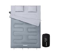 KingCamp Sac Double Coton Flanelle 3-4 Saisons Chaud+2 Oreillers | Sac de Couchage 2 Personnes pour couple ou famille, confort doux. Détachable en 2 unités, idéal camping, van ou maison.