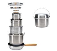 KingCamp Set Popote Camping en Acier INOX, Portable, Robuste, 5 Pièces