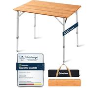 KingCamp Table de Camping en Bambou 100x65 cm - Table Pliante, Hauteur réglable (45/52 / 65 cm), pour 2-6 Personnes, Pliage 4 Fois, Charge maximale de 80 kg