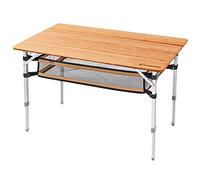 KingCamp Table de Camping en Bambou 100x65 cm - Table Pliante, Hauteur réglable (45/52 / 65 cm), pour 2-6 Personnes, Pliage 4 Fois, Charge maximale de 80 kg, avec Un Filet de Rangement