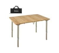 KingCamp Table de Camping en Bambou 40x60 cm - Table Pliante, Hauteur réglable (30-40 cm), pour 1-2 Personnes, Pliage 4 Fois, Charge maximale de 30 kg