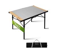 KingCamp Table de camping pliable avec cadre en aluminium - Plateau enroulable (102 x 70 cm) pour 4 à 6 personnes - Table de camping pliable avec sac de transport - Charge maximale : 80 kg - Argenté