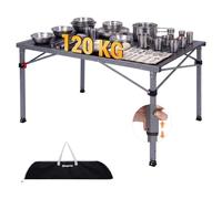 KingCamp Table de camping pliante, Table de camping réglable en 3 hauteurs (60/70/80 cm) avec pieds à verrouillage rapide, compacte et légère pour pique-nique en extérieur, jardin, barbecue, plage