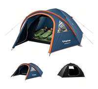 KingCamp Tente de Camping 3 à 4 Personnes avec Auvent, Imperméable 3000 mm | Tente Double Couche avec Fenêtres PVC,Port E, Vestibule de Rangement, Montage Rapide en 10 Min pour Festival, W nd,Jardin