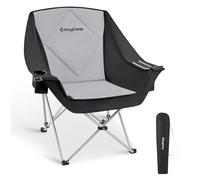 KingCamp XXL Chaise de Camping Pliante Rembourrée, jusqu'à 200 kg, Fauteuil de Camping Pliable avec Sac Isotherme, Porte-Gobelet, Porte-Verre à Vin & Accoudoir, Fauteuil de Canapé pour Jardin