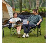 KingCamp XXL Luxe Panda Chaise de Camping Pliante pour 2 Personnes, Charge Max 300kg, Fauteuil de Canapé Pliable 2 Places Confortable, Double Chaise Canapé Rembourré pour Camping Plage Jardin