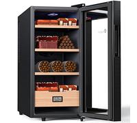 KingChii Cave à cigares électrique de 26 L, armoire de contrôle de la température avec étagères en bois de cèdre espagnol et tiroir hygromètre, cadeau pour homme (capacité de 200 pièces)