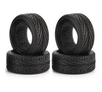 KINGCOO 1/10 RC Pneus de Voiture sur Route, 4PCS 65mm Pneus RC en Caoutchouc Roues pour HSP HPI Kyosho Tamiya RC sur Route Run-Flating Touring Racing Car (Noir)