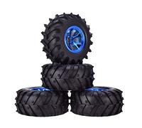 KINGCOO 4Pcs 125mm Pneus en Caoutchouc,RC Monster Truck Pneus Roues en Plastique pour 1/10 RC Voitures de Crawler Camions Truggy pour HSP HPI Tamiya Kyosho (Y-Formée Bleu)