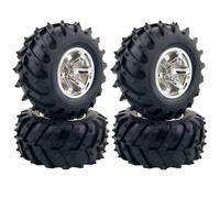 KINGCOO 4Pcs 125mm Pneus en Caoutchouc,RC Monster Truck Pneus Roues en Plastique pour 1/10 RC Voitures de Crawler Camions Truggy pour HSP HPI Tamiya Kyosho (Argent)