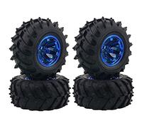 KINGCOO 4Pcs 125mm Pneus en Caoutchouc,RC Monster Truck Pneus Roues en Plastique pour 1/10 RC Voitures de Crawler Camions Truggy pour HSP HPI Tamiya Kyosho (Bleu)