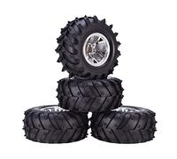 KINGCOO 4Pcs 125mm Pneus en Caoutchouc,RC Monster Truck Pneus Roues en Plastique pour 1/10 RC Voitures de Crawler Camions Truggy pour HSP HPI Tamiya Kyosho (Y-Formée Argen)